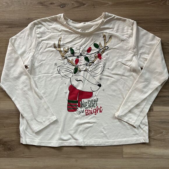 BNWOT Youth Kids Christmas Reindeer Lights PJs Pajama Pants Long Sleeve Shirt xl - Picture 5 of 6